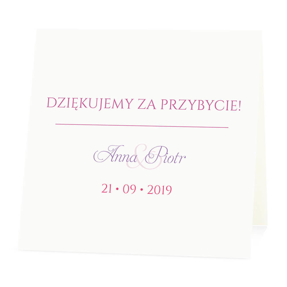 Winietka weselna na stół wizytówka podziękowanie personalizacja