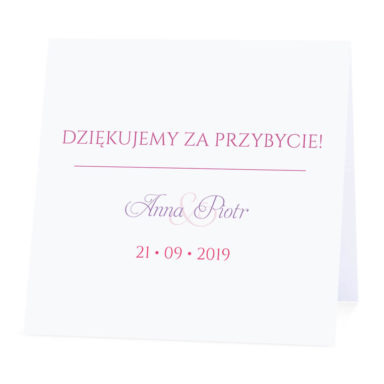 Winietka weselna na stół wizytówka podziękowanie personalizacja