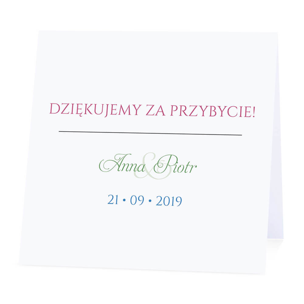 Winietka weselna na stół wizytówka podziękowanie personalizacja