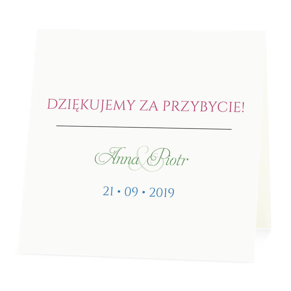 Winietka weselna na stół wizytówka podziękowanie personalizacja