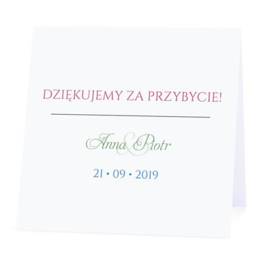 Winietka weselna na stół wizytówka podziękowanie personalizacja