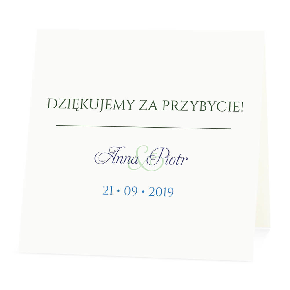 Winietka weselna na stół wizytówka podziękowanie personalizacja