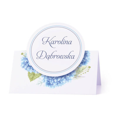 Winietka weselna na stół z motywem kwiatowym hortensja personalizacja
