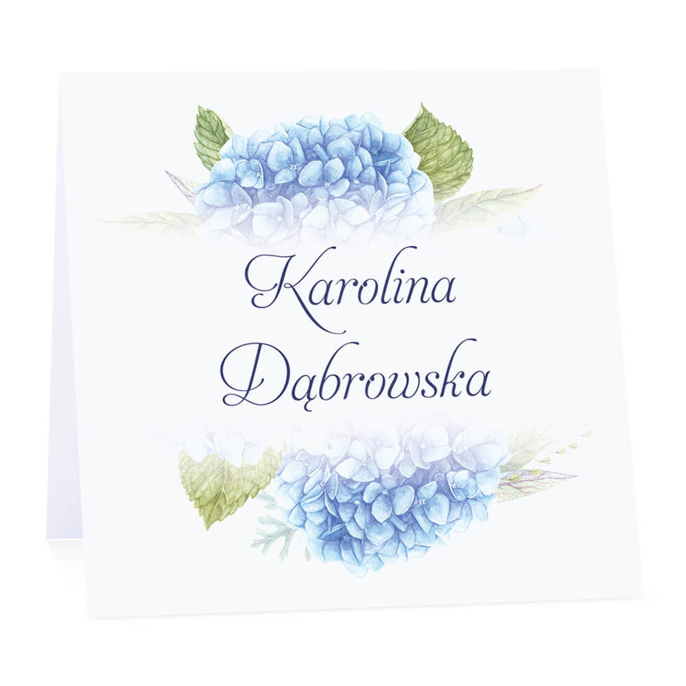 Winietka weselna na stół wizytówka podziękowanie personalizacja hortensja