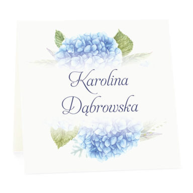 Winietka weselna na stół wizytówka podziękowanie personalizacja hortensja