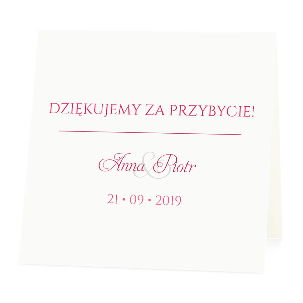 Winietka weselna na stół wizytówka podziękowanie personalizacja