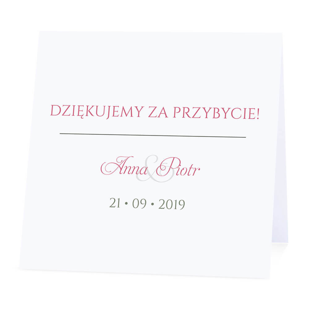 Winietka weselna na stół wizytówka podziękowanie personalizacja