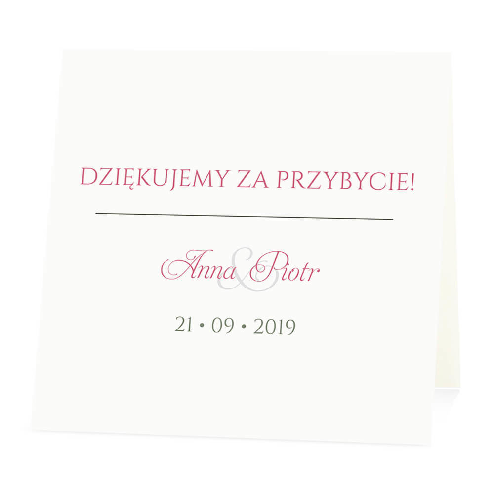 Winietka weselna na stół wizytówka podziękowanie personalizacja