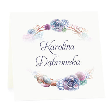 Winietka weselna na stół wizytówka podziękowanie personalizacja sukulenty