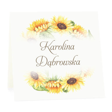 Winietka weselna na stół wizytówka podziękowanie personalizacja słoneczniki