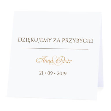 Winietka weselna na stół wizytówka podziękowanie personalizacja