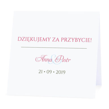 Winietka weselna na stół wizytówka podziękowanie personalizacja