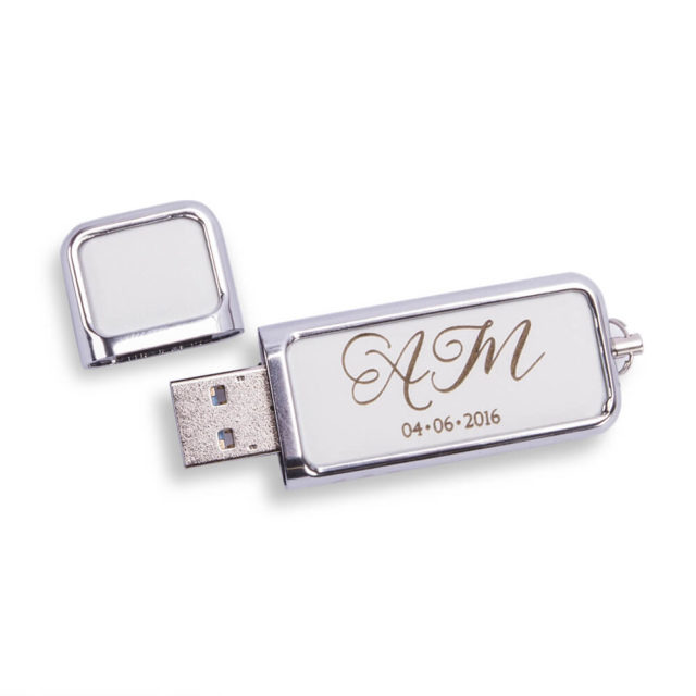 Pendrive 16 GB USB 3.0 biały z grawerem ślubny