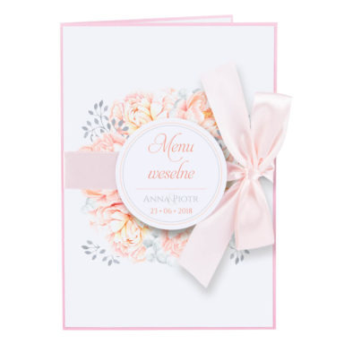 Menu weselne z kwiatami Piwonii w10
