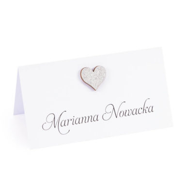 winietka weselna z sercem i brokatowym papierem