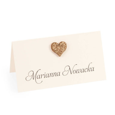winietka weselna z sercem i brokatowym papierem