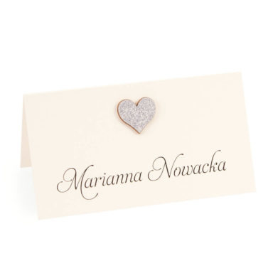 winietka weselna z sercem i brokatowym papierem