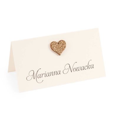 winietka weselna z sercem i brokatowym papierem