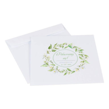 Zaproszenia ślubne z kwiatami jaśminu koperta