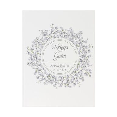 Księga gości z kwiatami gipsówki