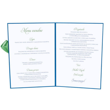 Menu weselne z gałązkami jałowca