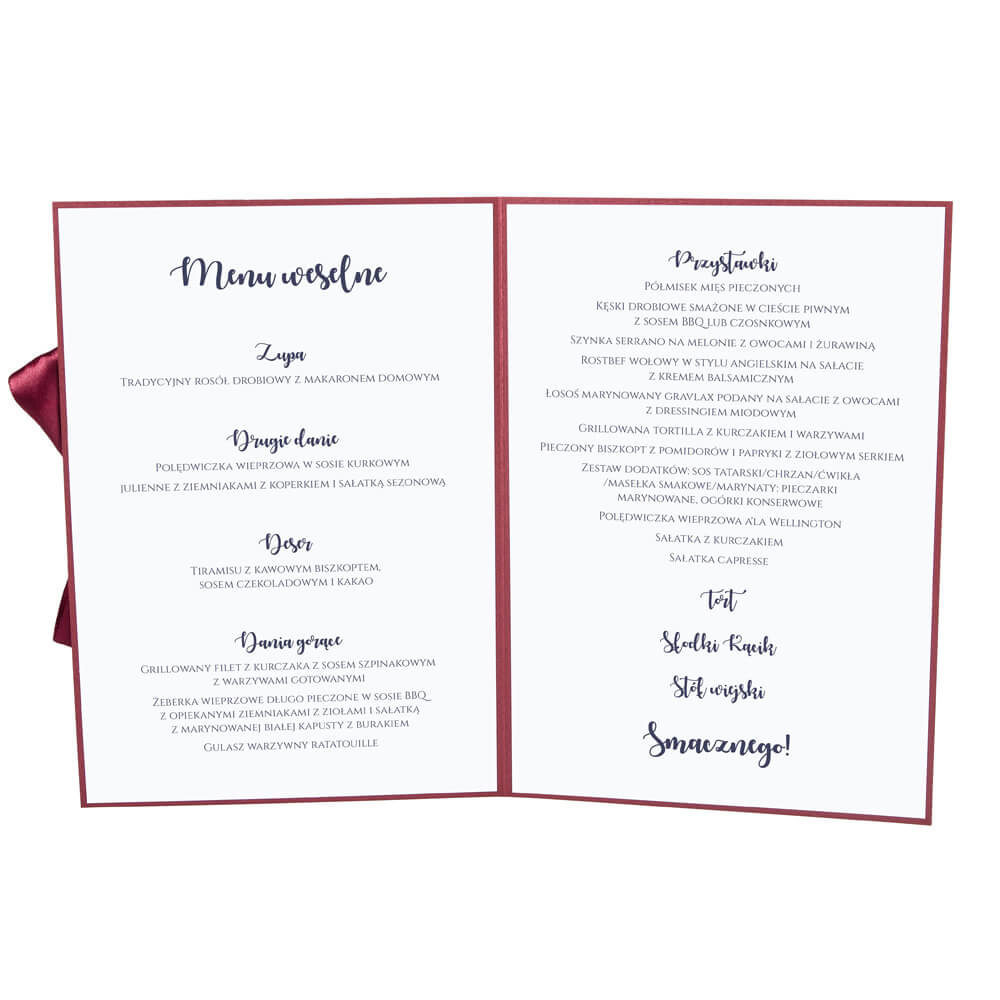 Menu weselne Flowery
