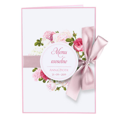 Menu weselne z kwiatami Piwonii w11