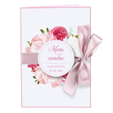 Menu weselne z kwiatami Piwonii w12