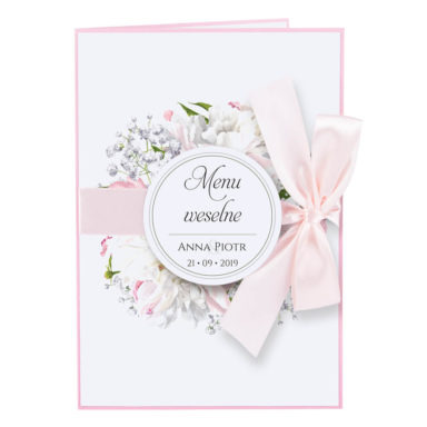 Menu weselne z kwiatami Piwonii w13