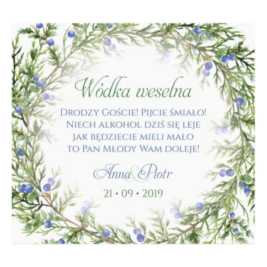 Naklejki na alkohol z gałązkami jałowcav