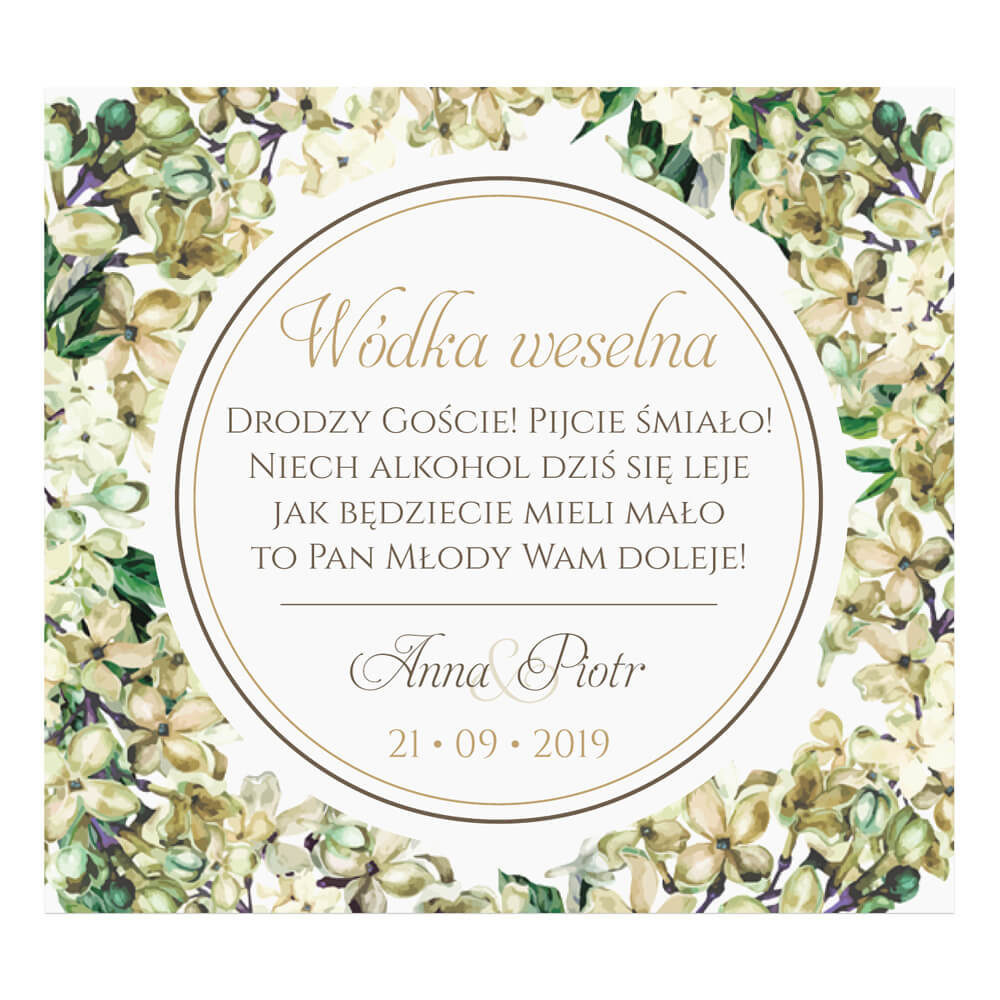 Naklejki na alkohol z kwiatami bzu w2