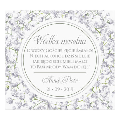 Naklejki na alkohol z kwiatami Gipsówki
