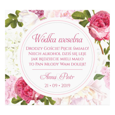 Naklejki na alkohol z kwiatami Piwonii w11