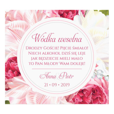 Naklejki na alkohol z kwiatami Piwonii w12
