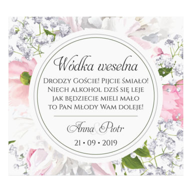 Naklejki na alkohol z kwiatami Piwonii w13