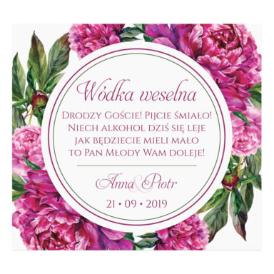 Naklejki na alkohol z kwiatami Piwonii w14