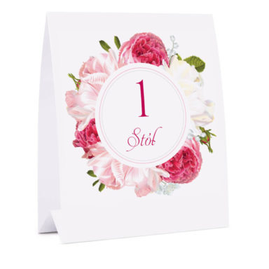 Numer na stół z kwiatami Piwonii w12