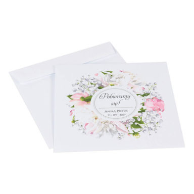 Zaproszenia ślubne z kwiatami Piwonii w13 koperta