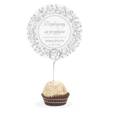 Winietka weselna na szpilce z kwiatami Gipsówki