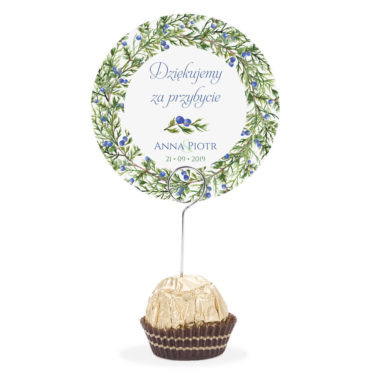 Winietka weselna na szpilce z gałązkami jałowca