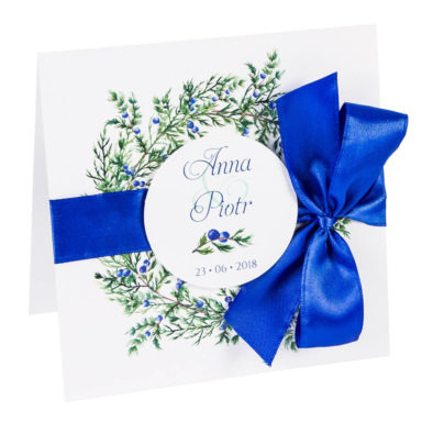 Zaproszenia ślubne z gałązkami jałowca