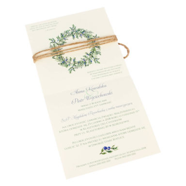 Zaproszenia ślubne z gałązkami jałowca