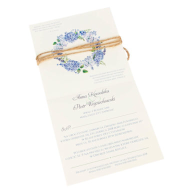 Zaproszenie ślubne z kwiatami hortensji