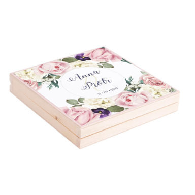 Podziękowanie w drewnianym pudełku Flowery w3