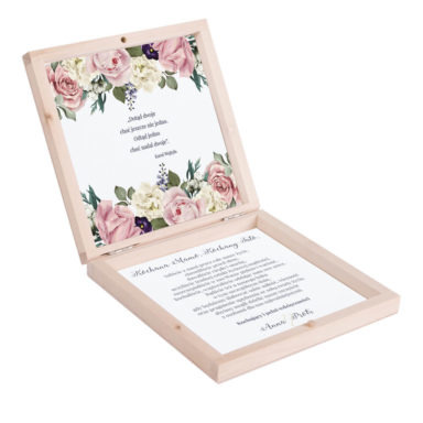 Podziękowanie w drewnianym pudełku Flowery w3