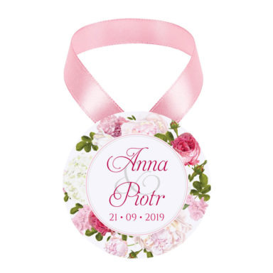 Zawieszka na alkohol z kwiatami piwonii w11