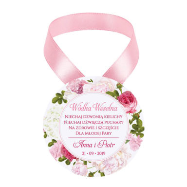 Zawieszka na alkohol z kwiatami piwonii w11