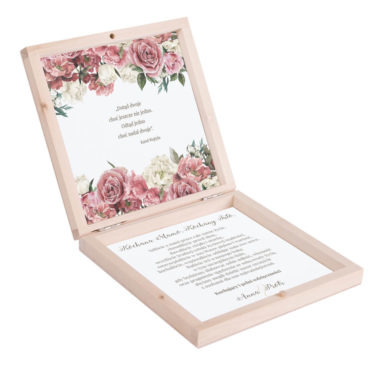 Podziękowanie w drewnianym pudełku Flowery w4