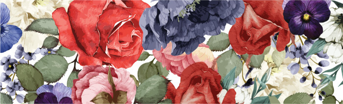 grafika kwiatów na zaproszenia ślubne czerwone i granatowe