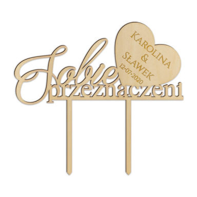 Topper na tort weselny Sobie przeznaczeni z personalizacją